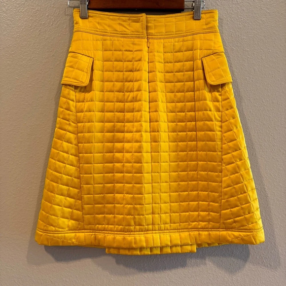 MOSCHINO Couture Yellow Pleated Quilted skirt Size 6 made in‎ Italy Authentic - Picture 6 of 16